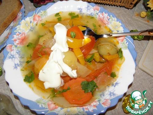 Овощной слоеный суп "Очень интересный"