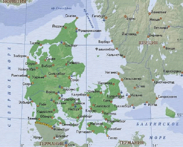 Где на карте датский пролив. Столица Дании на карте.