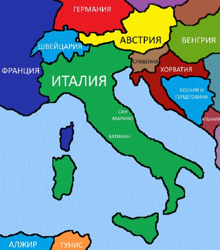 Найди страну италия. Италия на карте Европы. Границы Италии на карте. С кем граничит Италия на карте. Страна Италия на карте.