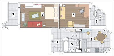Дизайн проект двухкомнатной квартиры П-44Т