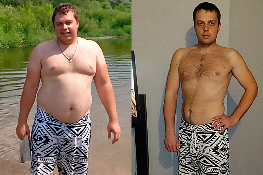 Мужчина весом 90 кг. До и после похудения мужчины.