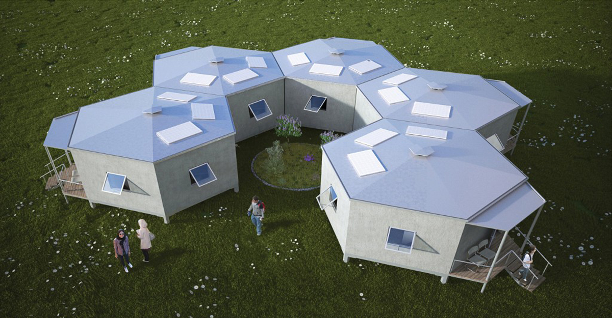 Шестиугольные дома для сирийских беженцев
